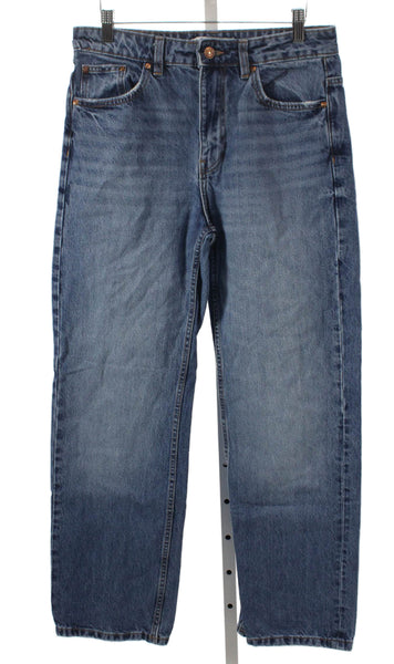 Zara Women Straight Jeans High Rise Blue 29 Inseam 100% Cotton Size 6
