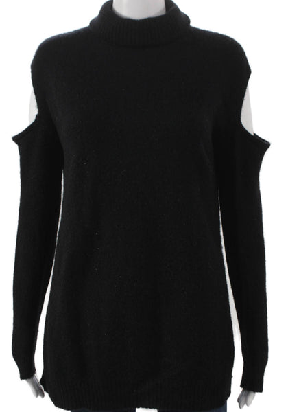 Aqua Cashmere Women Black Turtleneck Tunic Sweater Long Sleeve Size M