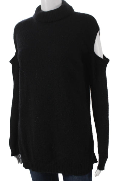 Aqua Cashmere Women Black Turtleneck Tunic Sweater Long Sleeve Size M