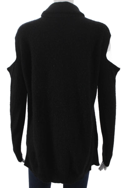 Aqua Cashmere Women Black Turtleneck Tunic Sweater Long Sleeve Size M