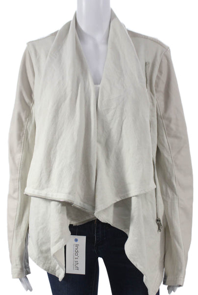 BLANKNYC Womens Biker Jacket Beige Polyurethane Zip Long Sleeve Size L