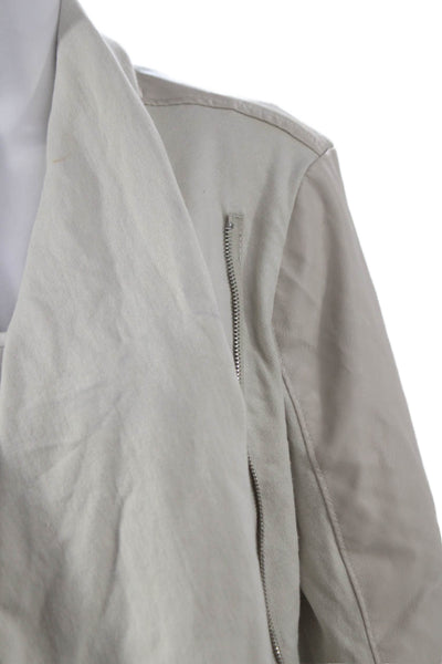 BLANKNYC Womens Biker Jacket Beige Polyurethane Zip Long Sleeve Size L