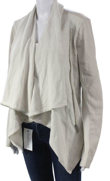 BLANKNYC Womens Biker Jacket Beige Polyurethane Zip Long Sleeve Size L