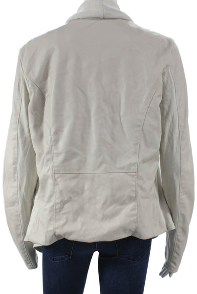 BLANKNYC Womens Biker Jacket Beige Polyurethane Zip Long Sleeve Size L