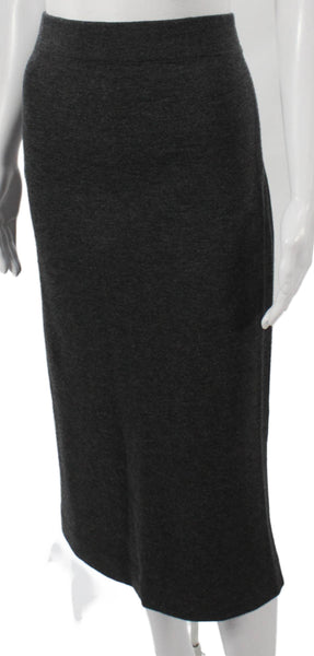 J Crew Women Straight Pencil Midi Skirt Merino Wool Gray Zip Size L