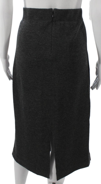 J Crew Women Straight Pencil Midi Skirt Merino Wool Gray Zip Size L