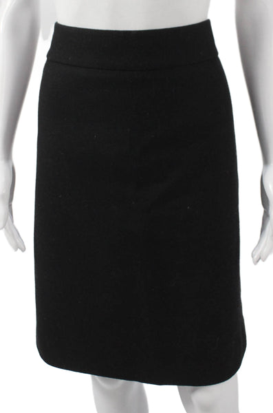 J Crew Women Pencil Skirt Black Herringbone Wool Zip Knee Length Size 10
