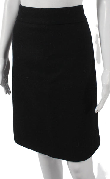J Crew Women Pencil Skirt Black Herringbone Wool Zip Knee Length Size 10