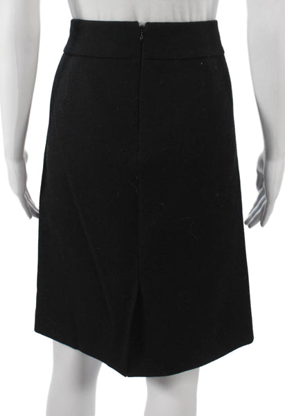 J Crew Women Pencil Skirt Black Herringbone Wool Zip Knee Length Size 10