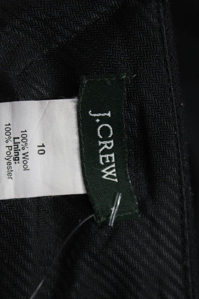J Crew Women Pencil Skirt Black Herringbone Wool Zip Knee Length Size 10