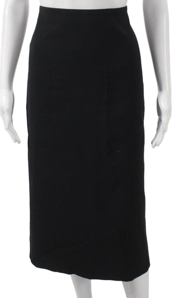 Zara Woman Womens Straight Pencil Midi Skirt Black Polyester Blend Zip Size L
