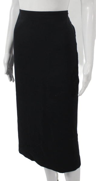Zara Woman Womens Straight Pencil Midi Skirt Black Polyester Blend Zip Size L