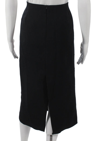 Zara Woman Womens Straight Pencil Midi Skirt Black Polyester Blend Zip Size L