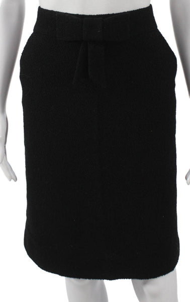 J Crew Women Black Wool Straight Pencil Skirt Zip Knee Length Size 10