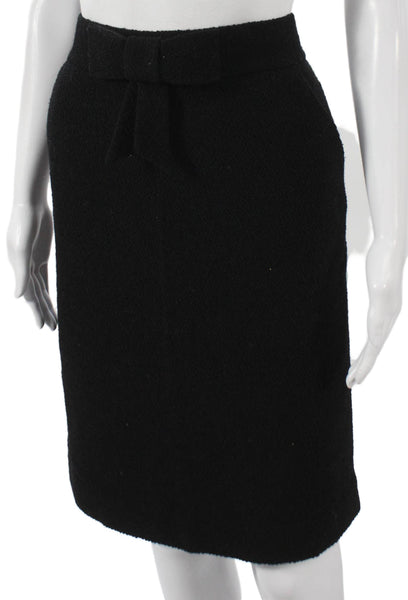 J Crew Women Black Wool Straight Pencil Skirt Zip Knee Length Size 10