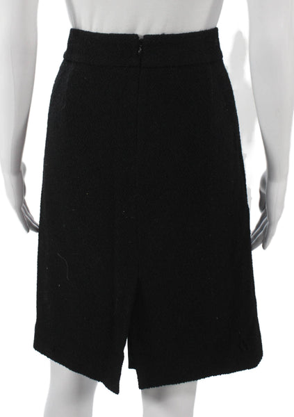 J Crew Women Black Wool Straight Pencil Skirt Zip Knee Length Size 10