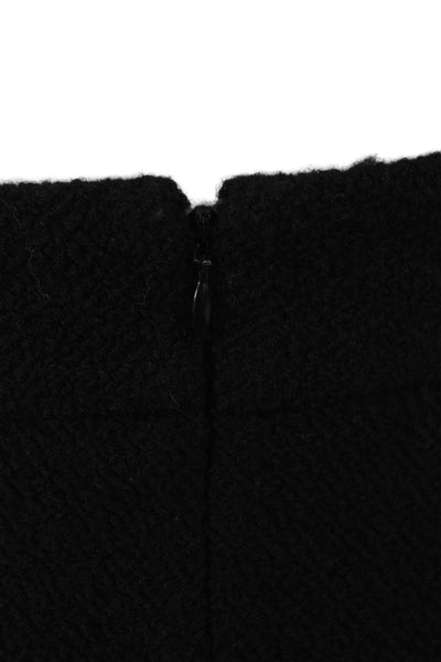 J Crew Women Black Wool Straight Pencil Skirt Zip Knee Length Size 10