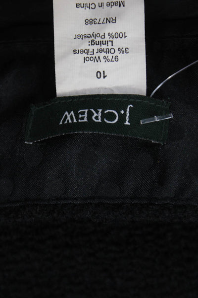 J Crew Women Black Wool Straight Pencil Skirt Zip Knee Length Size 10