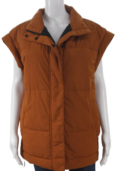 Everlane Womens Brown Puffer Vest Snap Closure Recycled Polyester Size M
