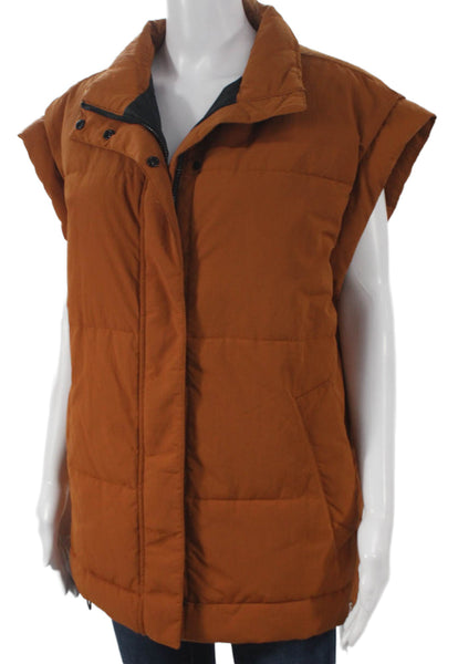 Everlane Womens Brown Puffer Vest Snap Closure Recycled Polyester Size M