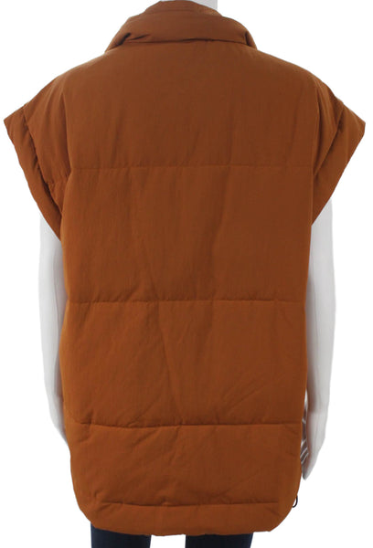 Everlane Womens Brown Puffer Vest Snap Closure Recycled Polyester Size M