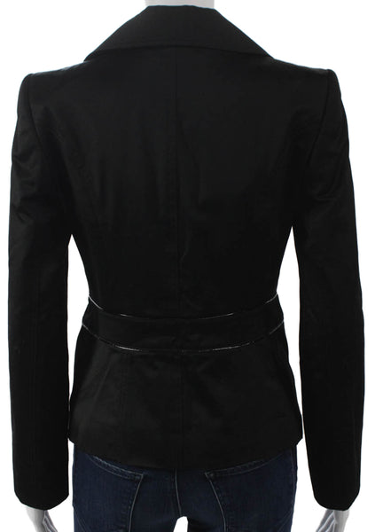 Burberry Womens Basic Jacket Black Cotton Button Long Sleeve Size 2