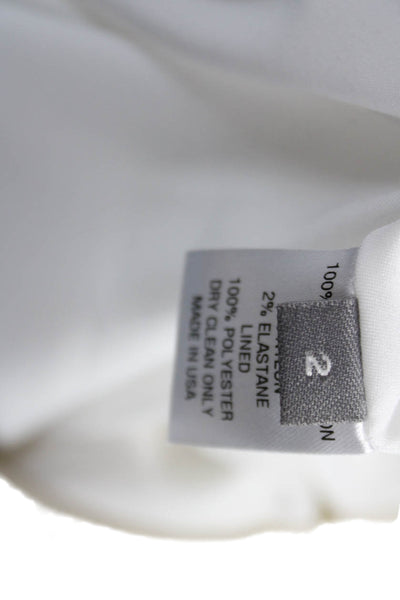 Lela Rose Women A-Line Ivory Wool Dress Long Sleeve Knee Length Zip Size 2