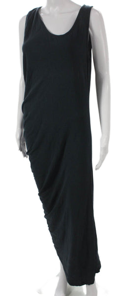 Maison Margiela Women Maxi Dress Navy Cotton Scoop Neck Sleeveless Size M