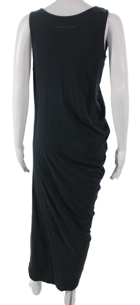 Maison Margiela Women Maxi Dress Navy Cotton Scoop Neck Sleeveless Size M