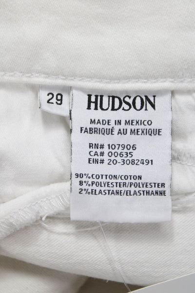 Hudson Women Skinny Jeans White Mid Rise Cotton Blend Size 29