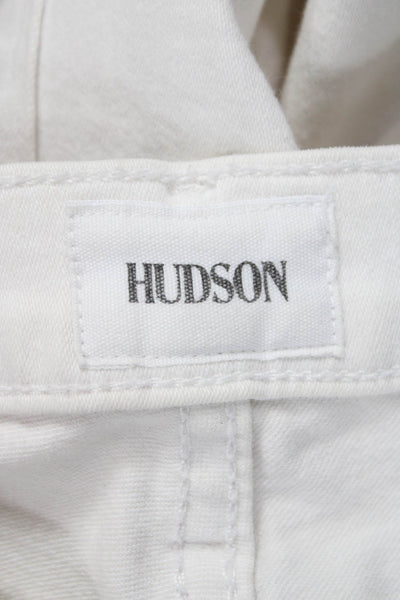 Hudson Women Skinny Jeans White Mid Rise Cotton Blend Size 29