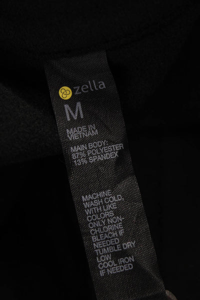 Zella Mens Sweat Jacket Button Up Black Polyester Collared Long Sleeve Size M
