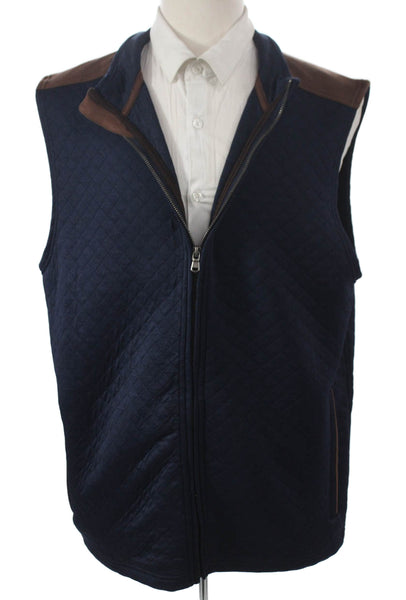 Magaschoni Mens Quilted Polyester Vest Blue Size XL