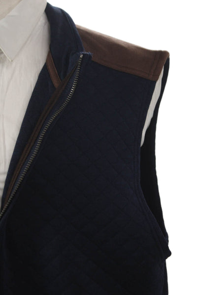 Magaschoni Mens Quilted Polyester Vest Blue Size XL