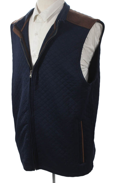 Magaschoni Mens Quilted Polyester Vest Blue Size XL