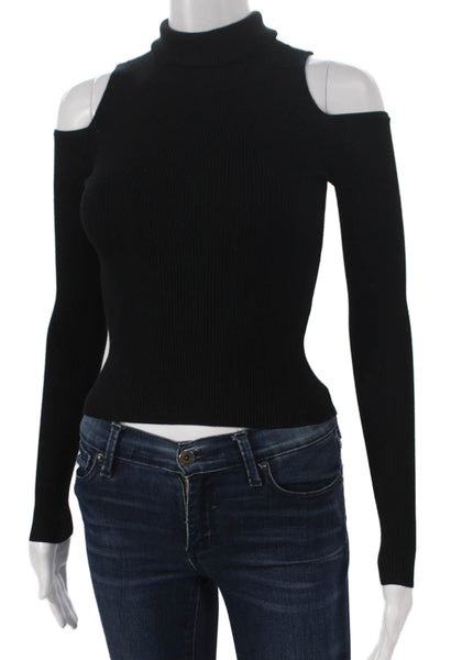 ALC Women Black Viscose Turtleneck Pullover Long Sleeve Solid Size XS