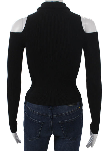 ALC Women Black Viscose Turtleneck Pullover Long Sleeve Solid Size XS