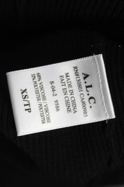 ALC Women Black Viscose Turtleneck Pullover Long Sleeve Solid Size XS