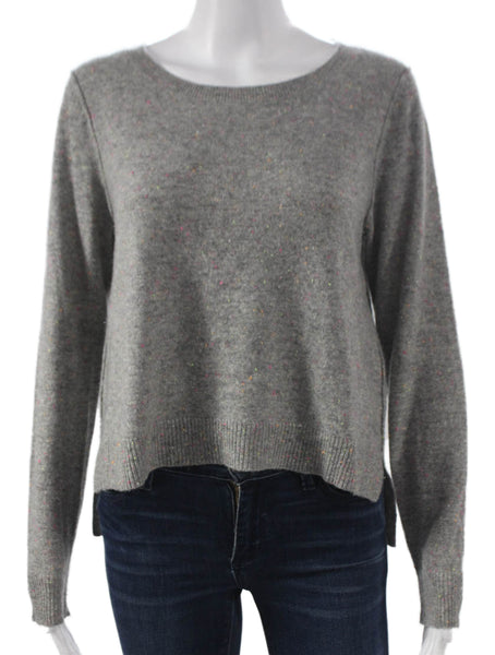 Repeat Women Cashmere Gray Pullover Sweater Round Neck Long Sleeve Size S