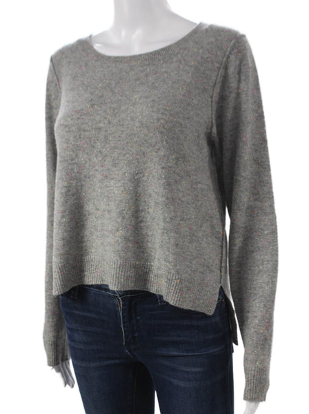 Repeat Women Cashmere Gray Pullover Sweater Round Neck Long Sleeve Size S
