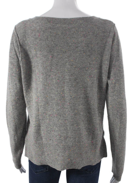 Repeat Women Cashmere Gray Pullover Sweater Round Neck Long Sleeve Size S