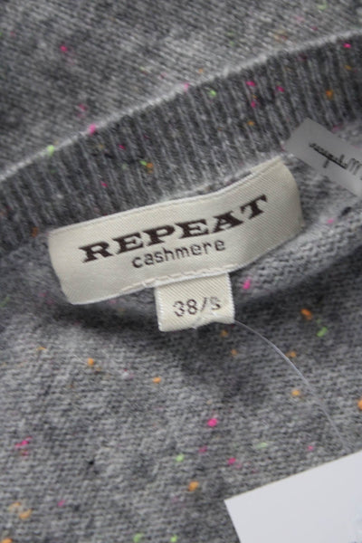 Repeat Women Cashmere Gray Pullover Sweater Round Neck Long Sleeve Size S