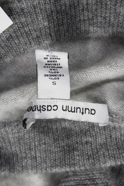 Autumn Cashmere Women Gray Striped Crewneck Pullover Long Sleeve Size S