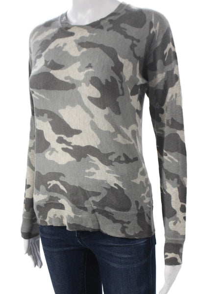 Zadig & Voltaire Women Cashmere Camouflage Crewneck Pullover Gray Size XS
