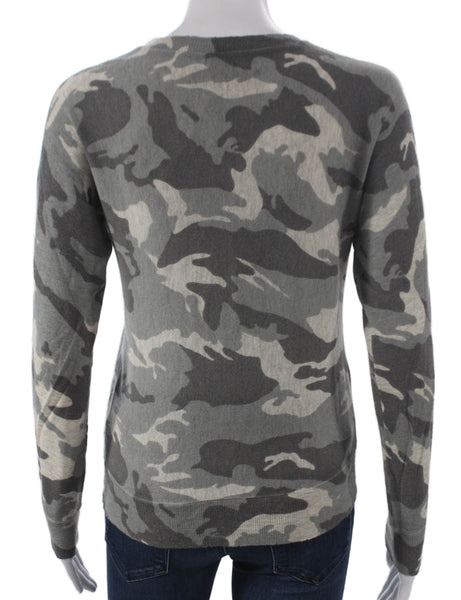 Zadig & Voltaire Women Cashmere Camouflage Crewneck Pullover Gray Size XS