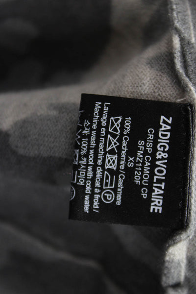 Zadig & Voltaire Women Cashmere Camouflage Crewneck Pullover Gray Size XS