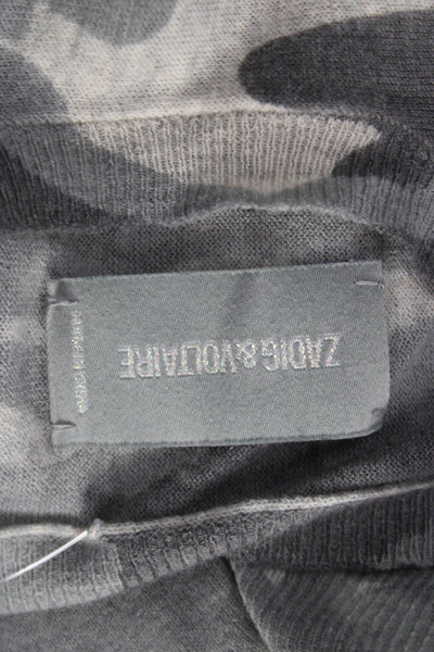 Zadig & Voltaire Women Cashmere Camouflage Crewneck Pullover Gray Size XS