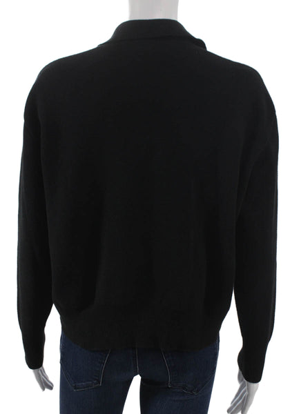 Cotton By Autumn Cashmere Women Black Collared Cardigan Long Sleeve Size S