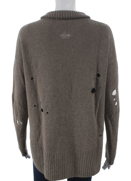 Autumn Cashmere Women Cowl Neck Pullover Sweater Brown Long Sleeve Size S