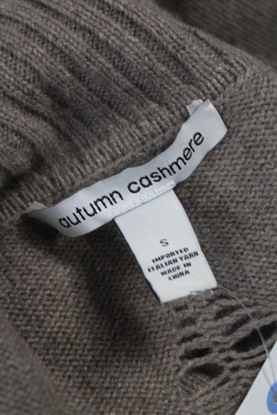 Autumn Cashmere Women Cowl Neck Pullover Sweater Brown Long Sleeve Size S
